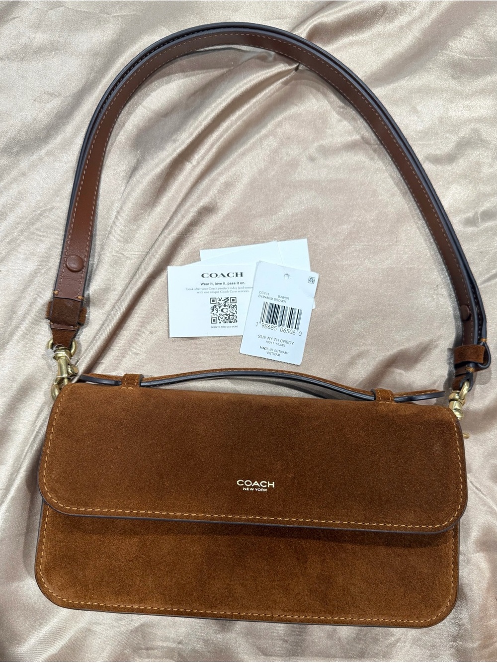 Coach Elora Top Handle Crossbody in Warm Brown Suede (CCY31)